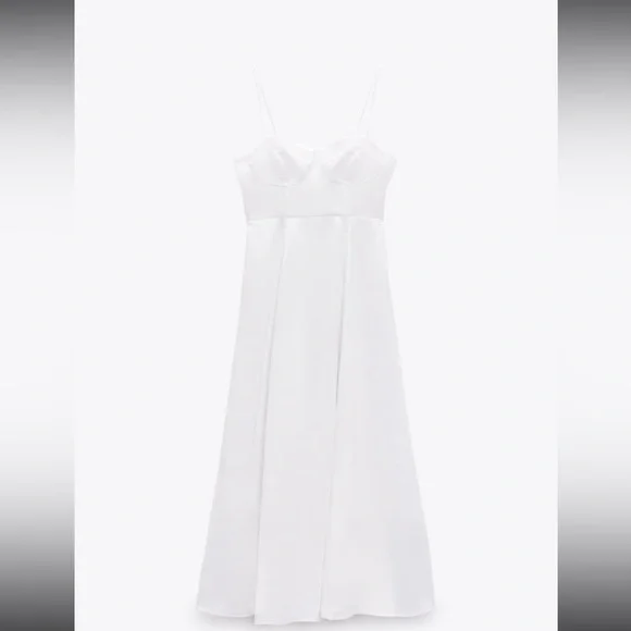 White Spaghetti Strap Midi Dress - Picture 4 of 10